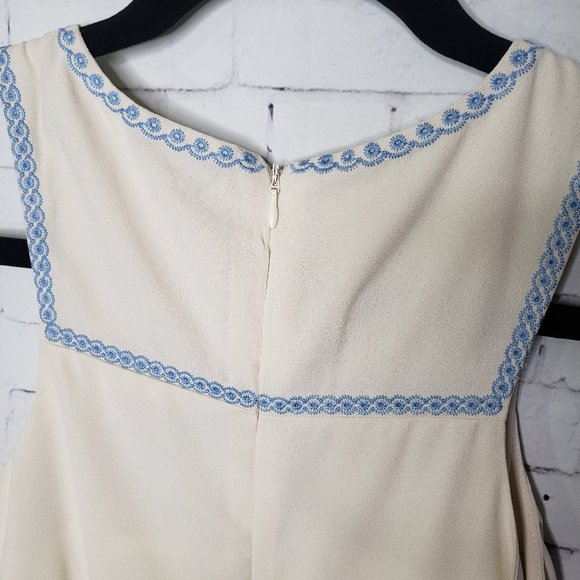 Mini Sun Dress Lace Navy White Floral Embroidered Wedding Guest Loposh Women's - Picture 9 of 12